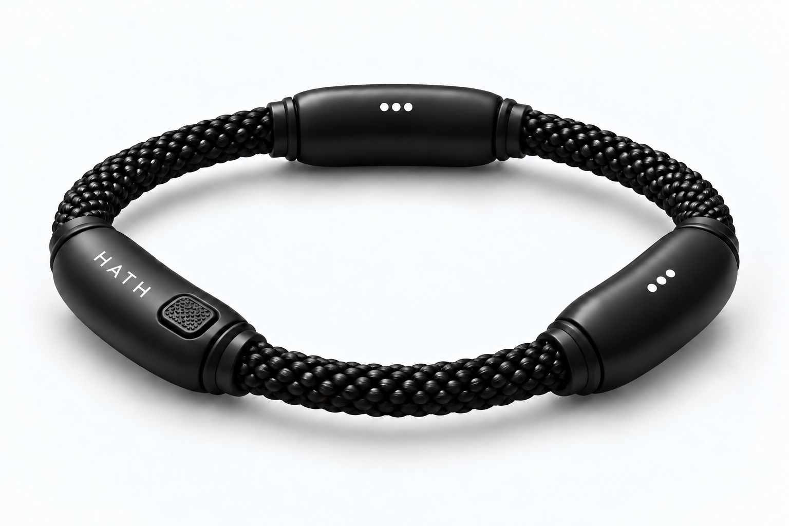 Black braided HathRS band concept with three curved capsules